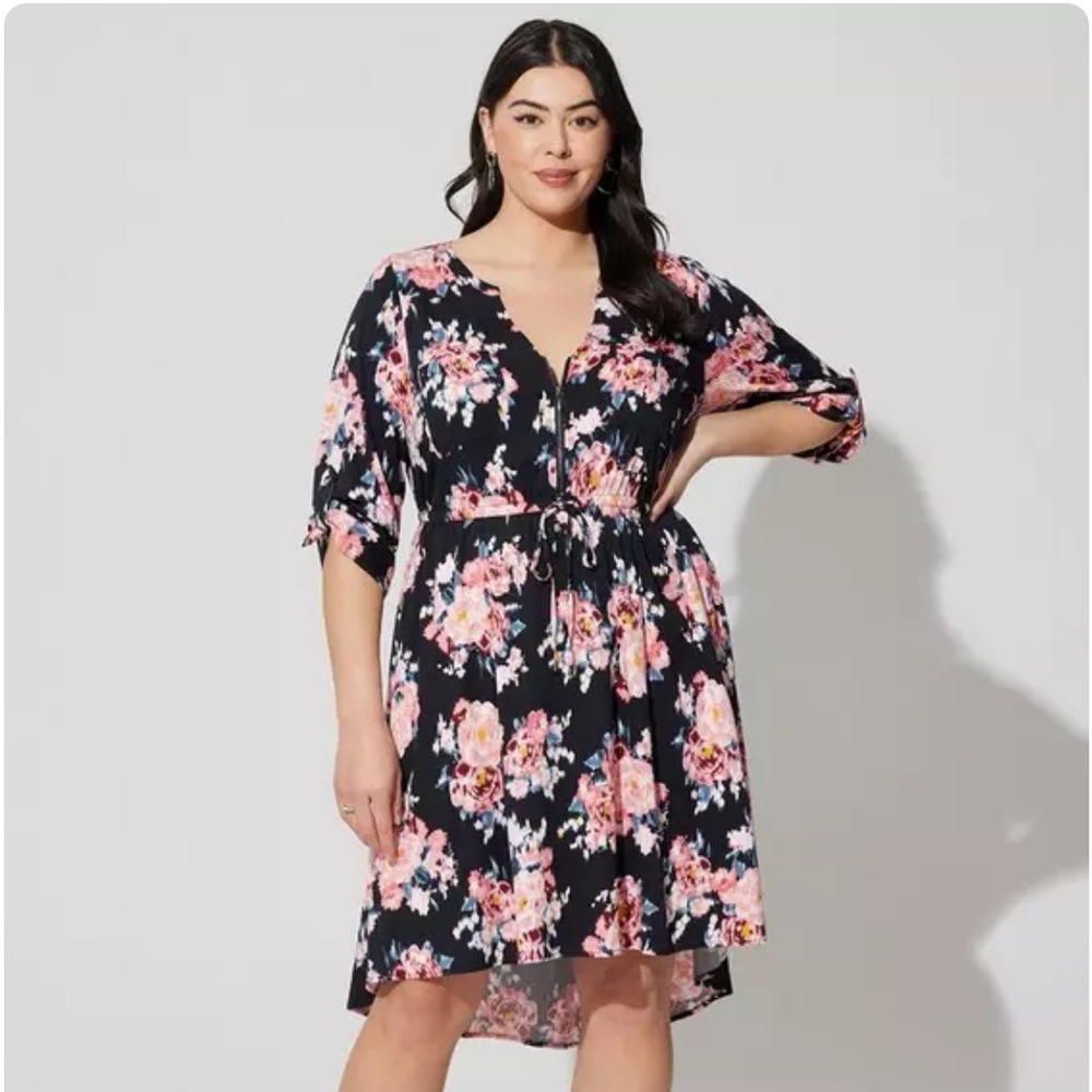 Torrid Black Floral High Low Dress